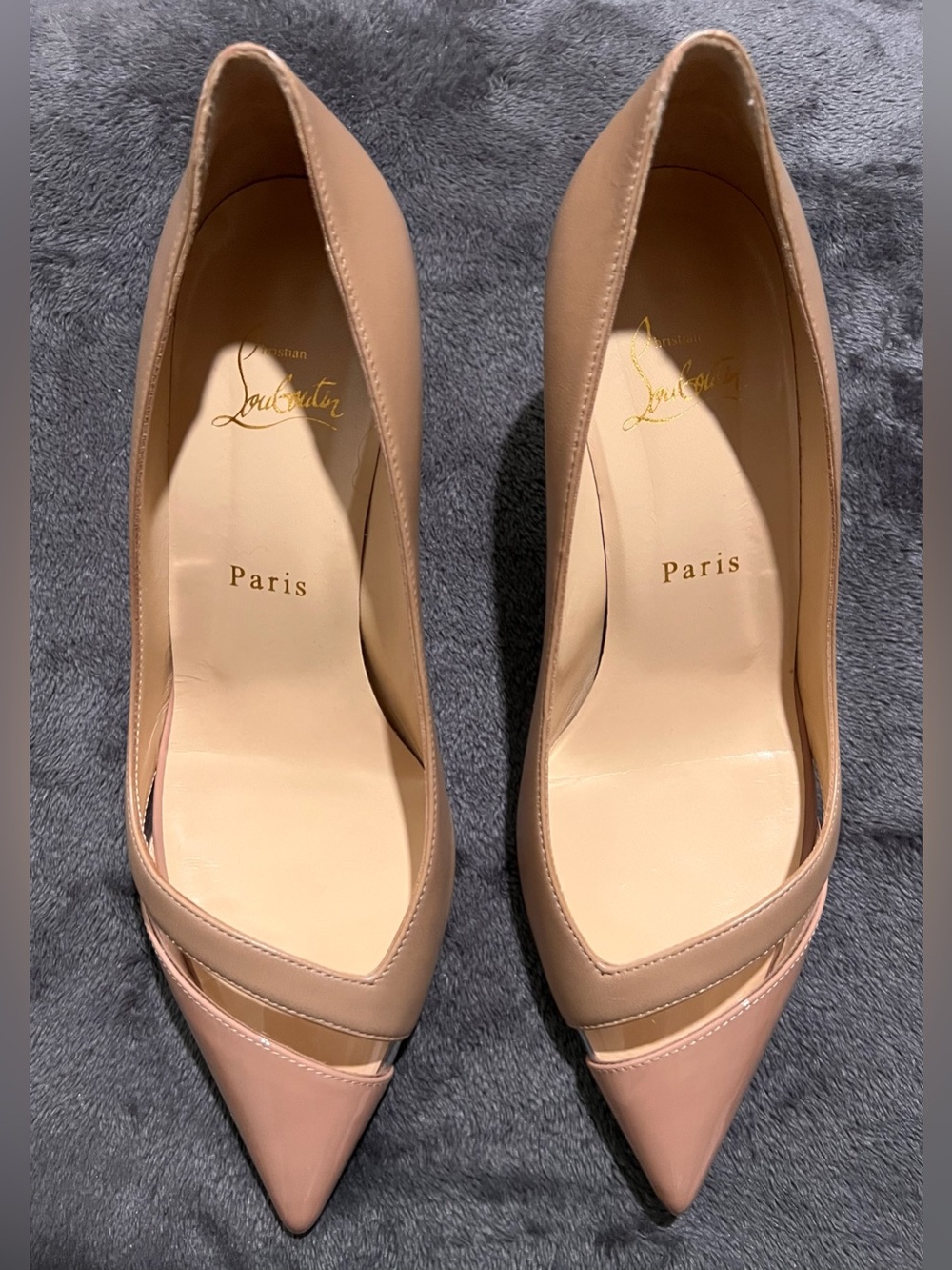Christian Louboutin Two-Tone Nude and Blush Pointed Toe Pumps